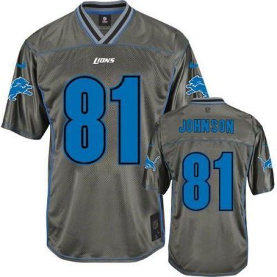 Nike Detroit Lions #81 Calvin Johnson Grey Stitched NFL Elite Vapor Jersey