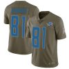 Nike Detroit Lions #81 Calvin Johnson Olive Stitched NFL Limited 2017 Salute to Service Jersey