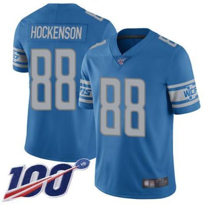 Nike Detroit Lions #88 T.J. Hockenson Blue Team Color Stitched NFL 100th Season Vapor Limited Jersey