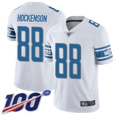 Nike Detroit Lions #88 T.J. Hockenson White Stitched NFL 100th Season Vapor Limited Jersey