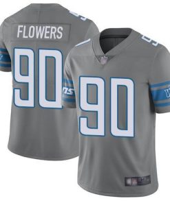 Nike Detroit Lions #90 Trey Flowers Gray Stitched NFL Limited Rush Jersey