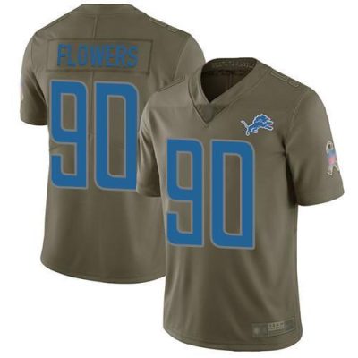 Nike Detroit Lions #90 Trey Flowers Olive Stitched NFL Limited 2017 Salute to Service Jersey