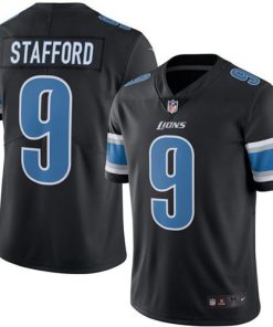 Nike Detroit Lions #9 Matthew Stafford Black Stitched NFL Limited Rush Jersey