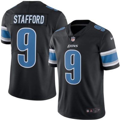 Nike Detroit Lions #9 Matthew Stafford Black Stitched NFL Limited Rush Jersey