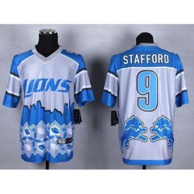 Nike Detroit Lions #9 Matthew Stafford Blue Stitched NFL Elite Noble Fashion Jersey