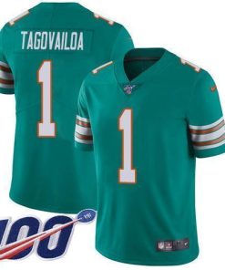 Nike Dolphins #1 Tua Tagovailoa Aqua Green Alternate Stitched NFL 100th Season Vapor Untouchable Limited Jersey
