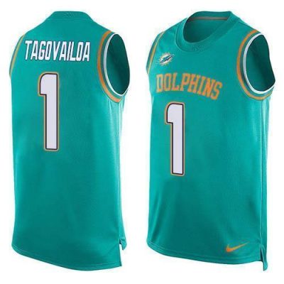 Nike Dolphins #1 Tua Tagovailoa Aqua Green Team Color Stitched NFL Limited Tank Top Jersey