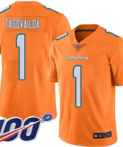 Nike Dolphins #1 Tua Tagovailoa Orange Stitched NFL Limited Rush 100th Season Jersey