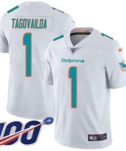 Nike Dolphins #1 Tua Tagovailoa White Stitched NFL 100th Season Vapor Untouchable Limited Jersey