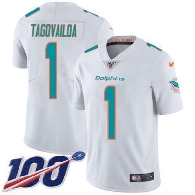 Nike Dolphins #1 Tua Tagovailoa White Stitched NFL 100th Season Vapor Untouchable Limited Jersey