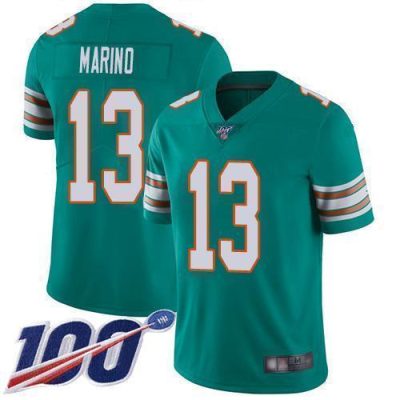 Nike Dolphins #13 Dan Marino Aqua Green Alternate Stitched NFL 100th Season Vapor Limited Jersey