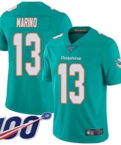Nike Dolphins #13 Dan Marino Aqua Green Team Color Stitched NFL 100th Season Vapor Limited Jersey