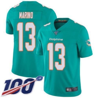 Nike Dolphins #13 Dan Marino Aqua Green Team Color Stitched NFL 100th Season Vapor Limited Jersey