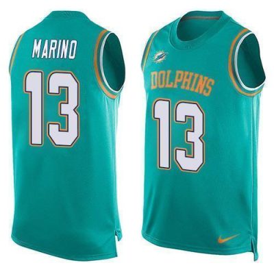 Nike Dolphins #13 Dan Marino Aqua Green Team Color Stitched NFL Limited Tank Top Jersey