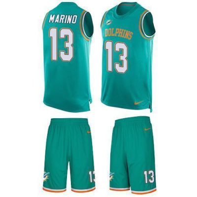Nike Dolphins #13 Dan Marino Aqua Green Team Color Stitched NFL Limited Tank Top Suit Jersey