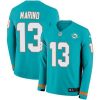 Nike Dolphins #13 Dan Marino Aqua Green Team Color Stitched NFL Limited Therma Long Sleeve Jersey