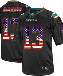 Nike Dolphins #13 Dan Marino Black Stitched NFL Elite USA Flag Fashion Jersey