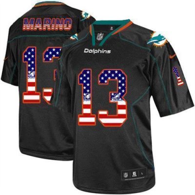 Nike Dolphins #13 Dan Marino Black Stitched NFL Elite USA Flag Fashion Jersey