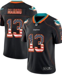 Nike Dolphins #13 Dan Marino Black Stitched NFL Limited Rush USA Flag Jersey
