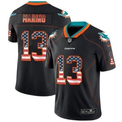 Nike Dolphins #13 Dan Marino Black Stitched NFL Limited Rush USA Flag Jersey