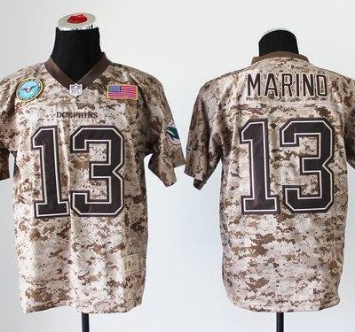 Nike Dolphins #13 Dan Marino Camo Stitched NFL New Elite USMC Jersey