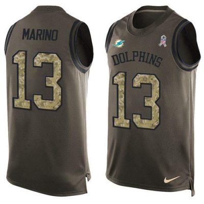 Nike Dolphins #13 Dan Marino Green Stitched NFL Limited Salute To Service Tank Top Jersey