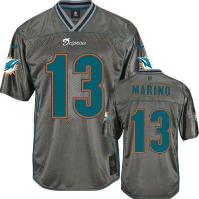 Nike Dolphins #13 Dan Marino Grey Stitched NFL Elite Vapor Jersey
