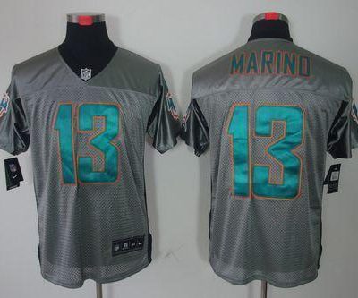 Nike Dolphins #13 Dan Marino Grey Shadow Stitched NFL Elite Jersey