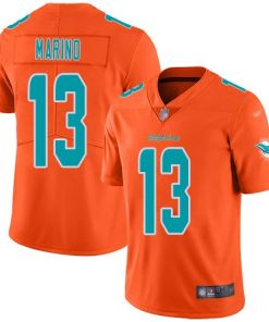 Nike Dolphins #13 Dan Marino Orange Stitched NFL Limited Inverted Legend Jersey