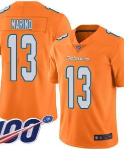 Nike Dolphins #13 Dan Marino Orange Stitched NFL Limited Rush 100th Season Jersey