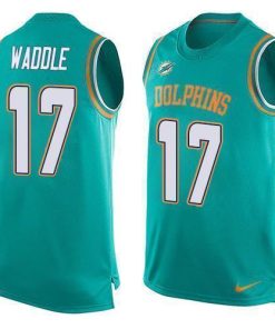 Nike Dolphins #17 Jaylen Waddle Aqua Green Team Color Stitched NFL Limited Tank Top Jersey
