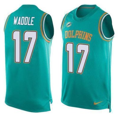 Nike Dolphins #17 Jaylen Waddle Aqua Green Team Color Stitched NFL Limited Tank Top Jersey
