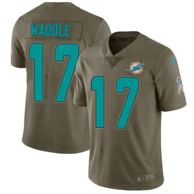 Nike Dolphins #17 Jaylen Waddle Olive Stitched NFL Limited 2017 Salute To Service Jersey
