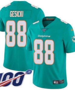 Nike Dolphins #88 Mike Gesicki Aqua Green Team Color Stitched NFL 100th Season Vapor Untouchable Limited Jersey