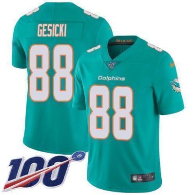 Nike Dolphins #88 Mike Gesicki Aqua Green Team Color Stitched NFL 100th Season Vapor Untouchable Limited Jersey