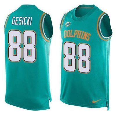 Nike Dolphins #88 Mike Gesicki Aqua Green Team Color Stitched NFL Limited Tank Top Jersey