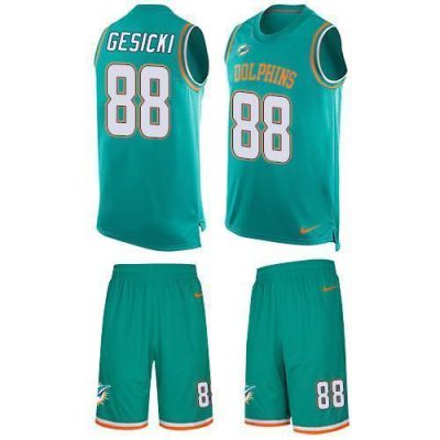 Nike Dolphins #88 Mike Gesicki Aqua Green Team Color Stitched NFL Limited Tank Top Suit Jersey