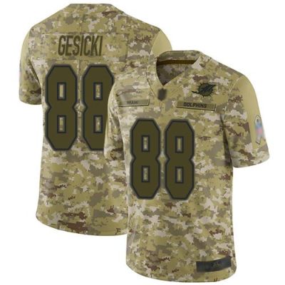 Nike Dolphins #88 Mike Gesicki Camo Stitched NFL Limited 2018 Salute To Service Jersey
