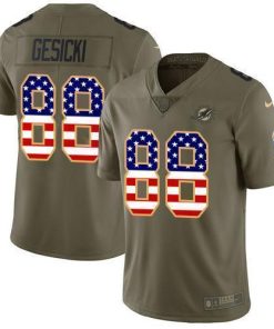 Nike Dolphins #88 Mike Gesicki Olive/USA Flag Stitched NFL Limited 2017 Salute To Service Jersey