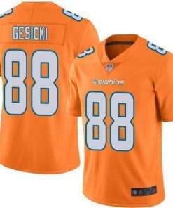 Nike Dolphins #88 Mike Gesicki Orange Stitched NFL Limited Rush Jersey