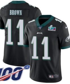 Philadelphia Eagles #11 A.J. Brown Black Alternate Super Bowl LVII Patch Stitched NFL 100th Season Vapor Untouchable Limited Jersey