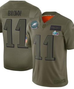 Philadelphia Eagles #11 A.J. Brown Camo Super Bowl LVII Patch Stitched NFL Limited 2019 Salute To Service Jersey