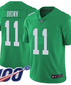 Philadelphia Eagles #11 A.J. Brown Green Stitched NFL Limited Rush 100th Season Jersey