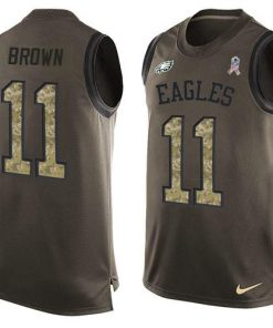 Philadelphia Eagles #11 A.J. Brown Green Stitched NFL Limited Salute To Service Tank Top Jersey