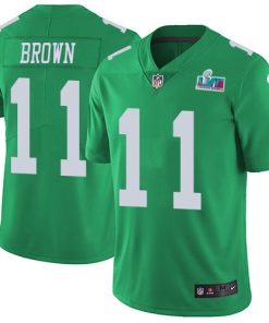 Philadelphia Eagles #11 A.J. Brown Green Super Bowl LVII Patch Stitched NFL Limited Rush Jersey