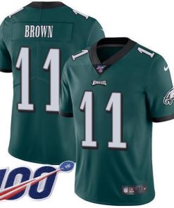 Philadelphia Eagles #11 A.J. Brown Green Team Color Stitched NFL 100th Season Vapor Untouchable Limited Jersey