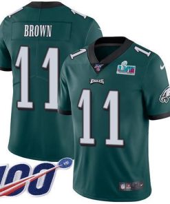 Philadelphia Eagles #11 A.J. Brown Green Team Color Super Bowl LVII Patch Stitched NFL 100th Season Vapor Untouchable Limited Jersey