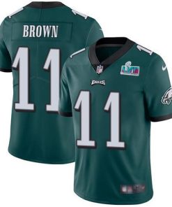Philadelphia Eagles #11 A.J. Brown Green Team Color Super Bowl LVII Patch Stitched NFL Vapor Untouchable Limited Jersey