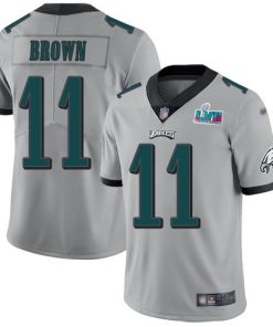Philadelphia Eagles #11 A.J. Brown Silver Super Bowl LVII Patch Stitched NFL Limited Inverted Legend Jersey