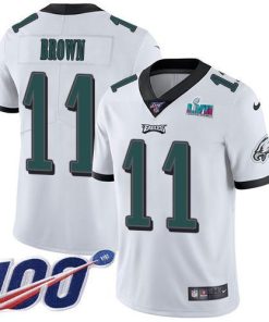 Philadelphia Eagles #11 A.J. Brown White Super Bowl LVII Patch Stitched NFL 100th Season Vapor Untouchable Limited Jersey